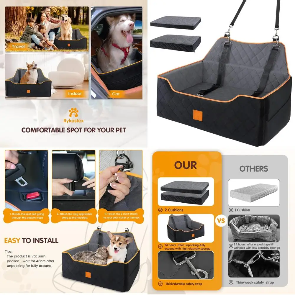 Large Dog Car Seat with Memory Foam for Dogs Up to 55 Lbs or 2 Small Dogs, Pet Bed with Cushions for Backseat Safety
Large Dog Car Seat with Memory Foam for Dogs Up to 55 Lbs or 2 Small Dogs, Pet Bed with Cushions for Backseat Safety