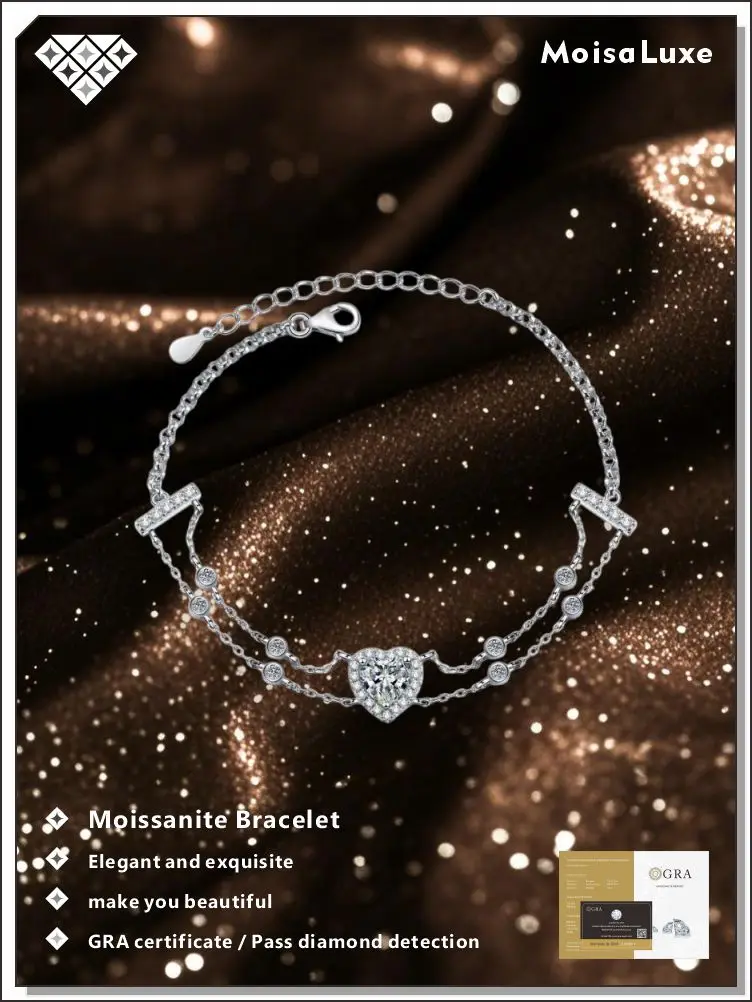 MoisaLuxe Moissanite Bracelet 925 Sterling Silver Bracelets for Women Love Hemming Sweet and Cute Wind GRA
MoisaLuxe Moissanite Bracelet 925 Sterling Silver Bracelets for Women Love Hemming Sweet and Cute Wind GRA