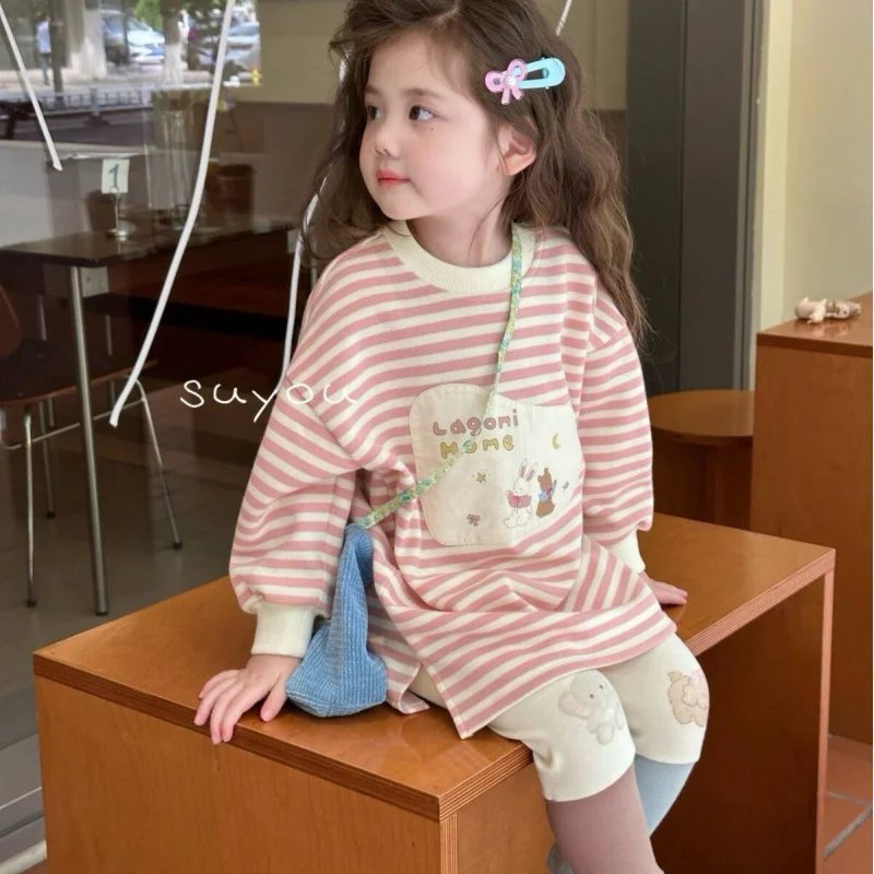 Baby Girls' Sweater Suit Western Style Fashion Top Baby Girl Pink Striped Shirt Leggings Autumn
Baby Girls' Sweater Suit Western Style Fashion Top Baby Girl Pink Striped Shirt Leggings Autumn