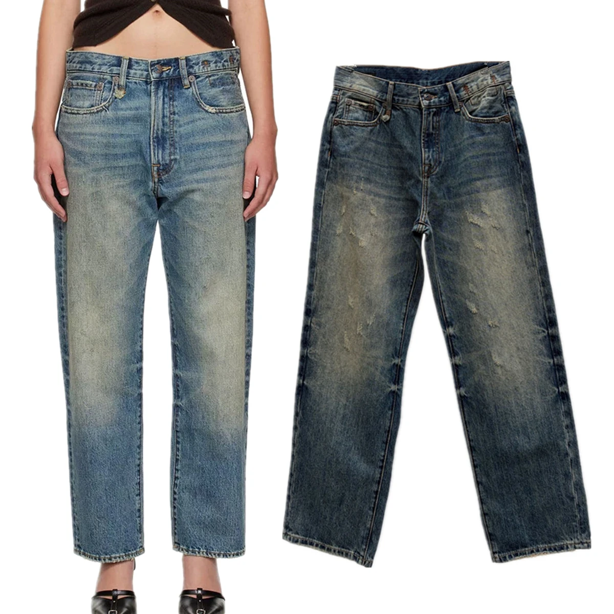 Maxdutti Vintage Ripped Jeans Minimalist Retro Cotton Washed Mud Dyed Retro Indigo Cropped Jeans Straight Leg Denim Pants Woman
Maxdutti Vintage Ripped Jeans Minimalist Retro Cotton Washed Mud Dyed Retro Indigo Cropped Jeans Straight Leg Denim Pants Woman