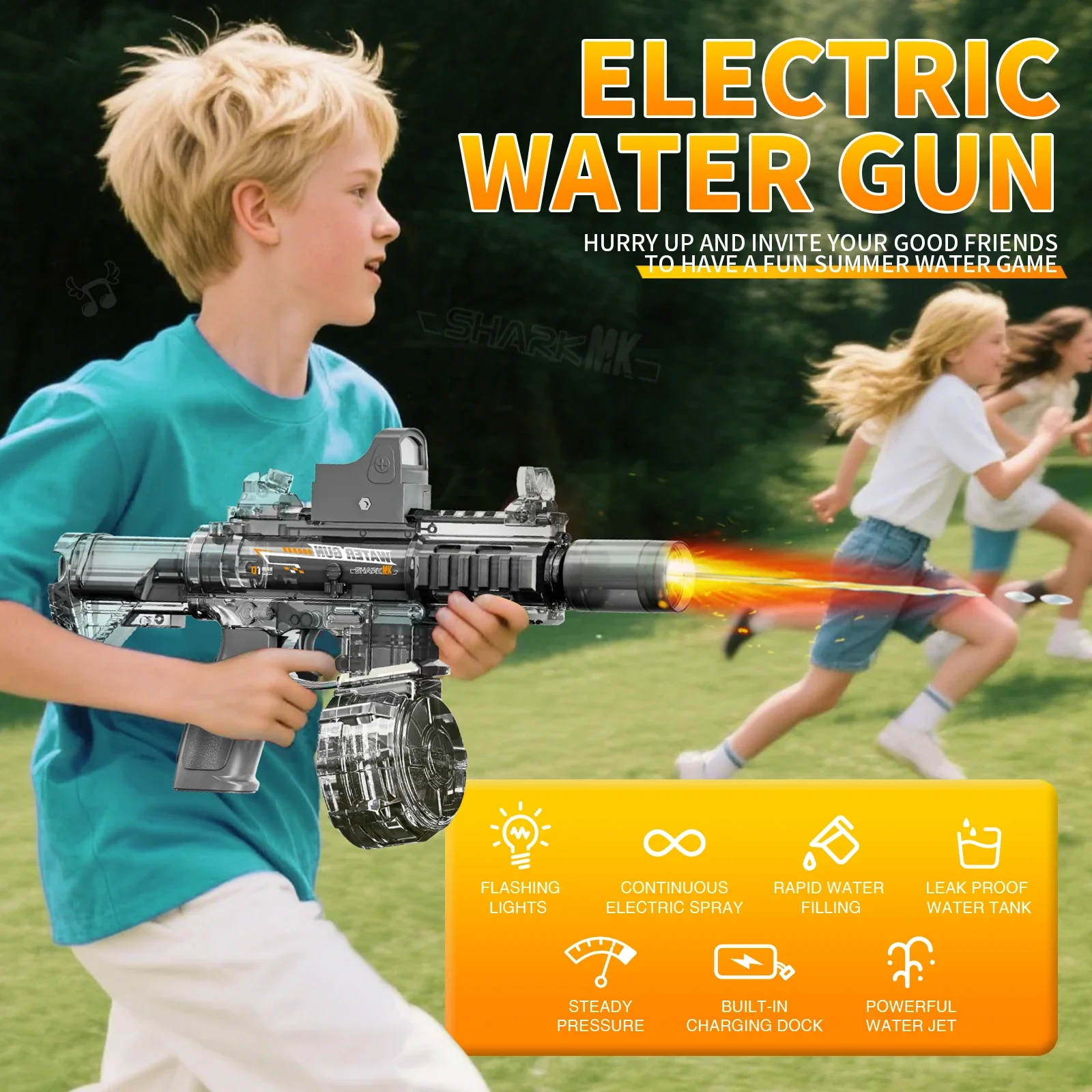 New M416 Electric Water Gun With Light Sprays Flame Effect Continuously High-pressure High-speed Powerful Outdoor Water Gun Toys
New M416 Electric Water Gun With Light Sprays Flame Effect Continuously High-pressure High-speed Powerful Outdoor Water Gun Toys