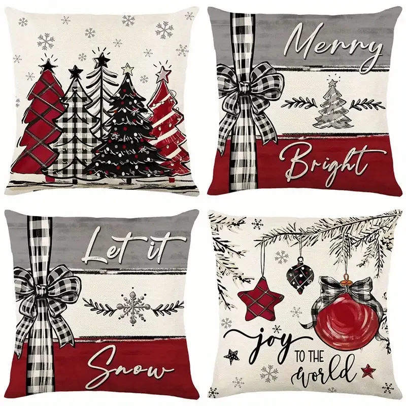 Single-sided 4-piece Christmas pillowcases, country-style Christmas tree decorations, for sofas and living rooms.
Single-sided 4-piece Christmas pillowcases, country-style Christmas tree decorations, for sofas and living rooms.
