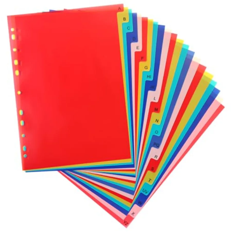 Tab A-Z Binder Dividers, Alphabet Plastic Binder Dividers with Multicolor Tabs, Letter Size 8.2" x 11.6", for 3 Ring Binders, F
Tab A-Z Binder Dividers, Alphabet Plastic Binder Dividers with Multicolor Tabs, Letter Size 8.2" x 11.6", for 3 Ring Binders, F