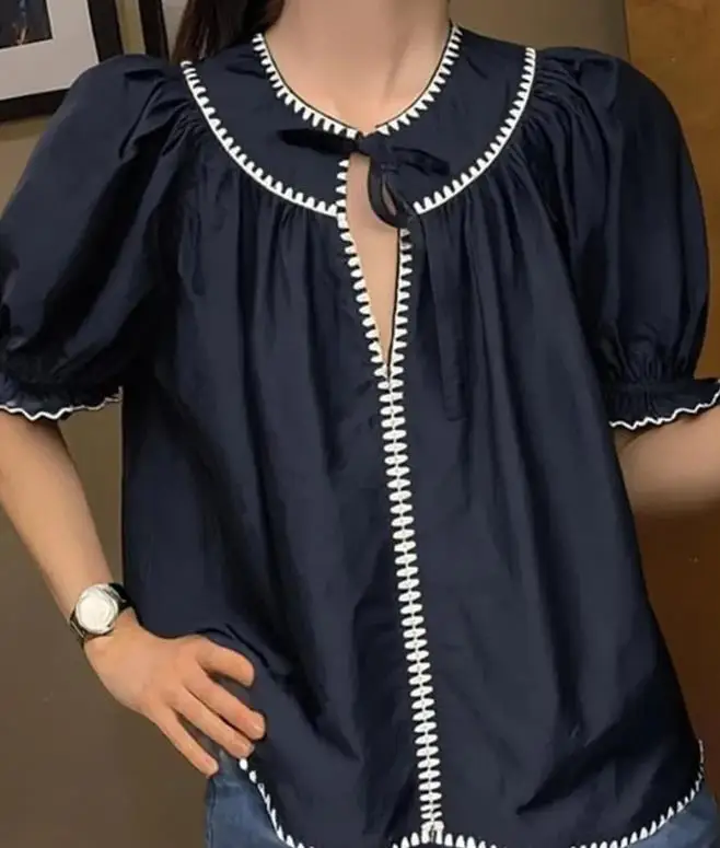 Top Women 2026 Spring Summer New Solid Color Embroidered Round Neck Short Sleeved Loose Fit Casual Daily Shirt Top
Top Women 2026 Spring Summer New Solid Color Embroidered Round Neck Short Sleeved Loose Fit Casual Daily Shirt Top