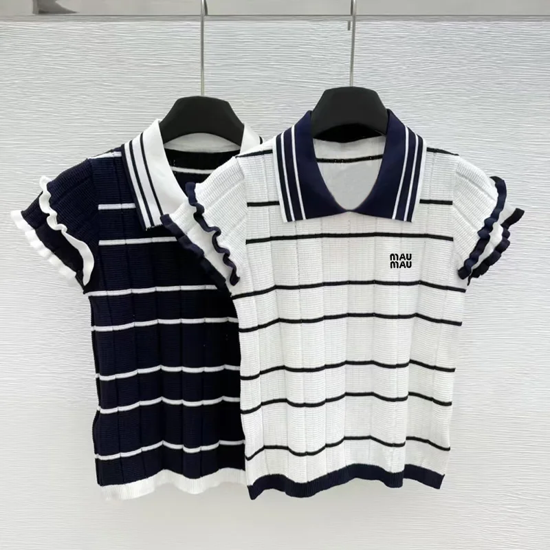 High-End Ne Striped Knitwear Slim Fit Women's T-irt Korean Sle Commute Faion ort Sve Regular Length
High-End Ne Striped Knitwear Slim Fit Women's T-irt Korean Sle Commute Faion ort Sve Regular Length