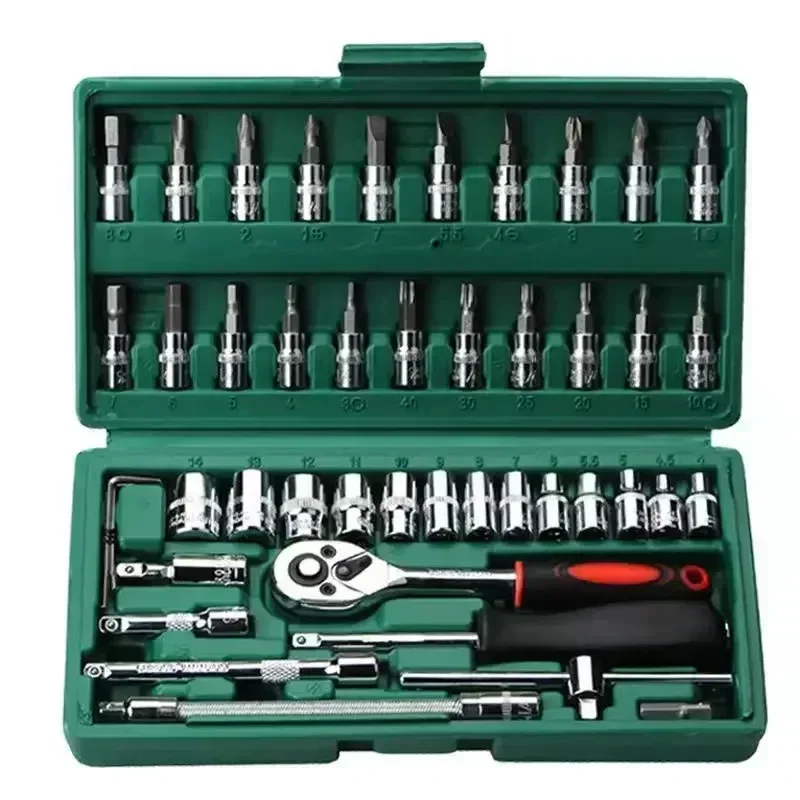 46pcs 1/4 Inch Drive Socket Set Ratchet Wrench Set Car Tool Kit, Bit Socket Wrench Set Metric Mechanic Tool Set Car accessories
46pcs 1/4 Inch Drive Socket Set Ratchet Wrench Set Car Tool Kit, Bit Socket Wrench Set Metric Mechanic Tool Set Car accessories