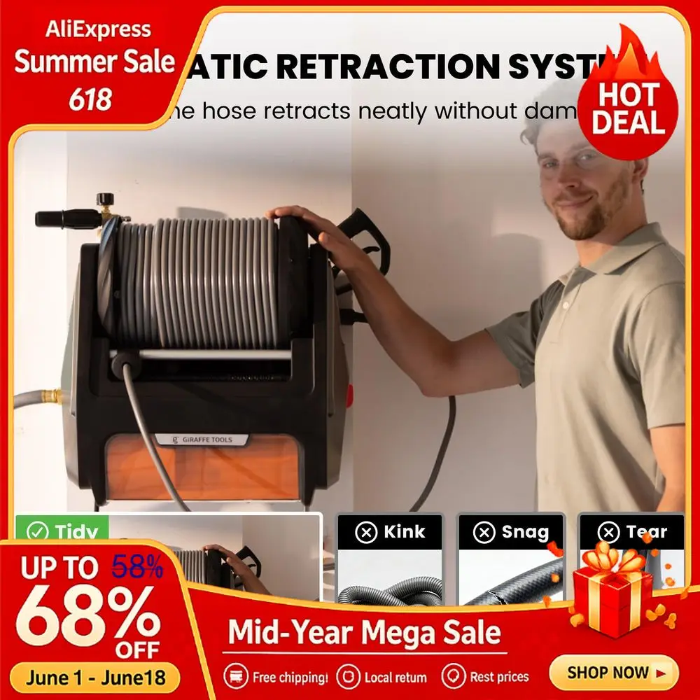 Grandfalls Retractable Pressure Washer Pro, Wall Mount Pressure Washer, Electric Power Washer, Automatic Rewind, Custom
Grandfalls Retractable Pressure Washer Pro, Wall Mount Pressure Washer, Electric Power Washer, Automatic Rewind, Custom