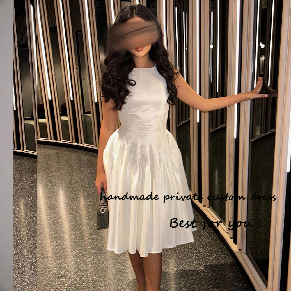 White Satin Mermaid EVening Dresses Sleeveless O Neck Arabic Dubai Prom Dress Tea Length Wedding Party Gowns 2024
White Satin Mermaid EVening Dresses Sleeveless O Neck Arabic Dubai Prom Dress Tea Length Wedding Party Gowns 2024