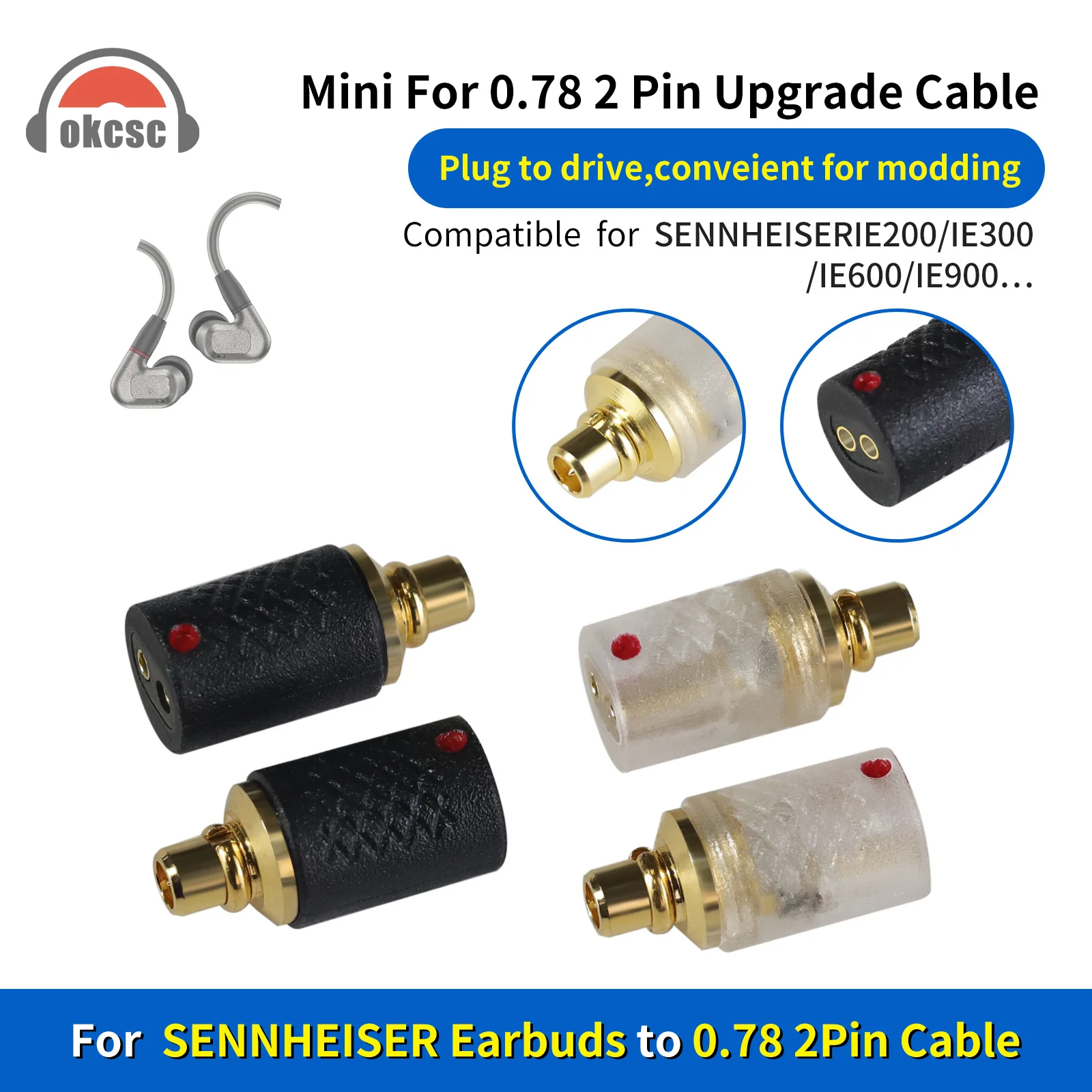 OKCSC Earphones Adapter MMCX/SENNHEISER IE300 Male to Mini 0.78 2 PIN Female for SENNHEISER IE300/IE600/IE900 Earbuts Connector
OKCSC Earphones Adapter MMCX/SENNHEISER IE300 Male to Mini 0.78 2 PIN Female for SENNHEISER IE300/IE600/IE900 Earbuts Connector