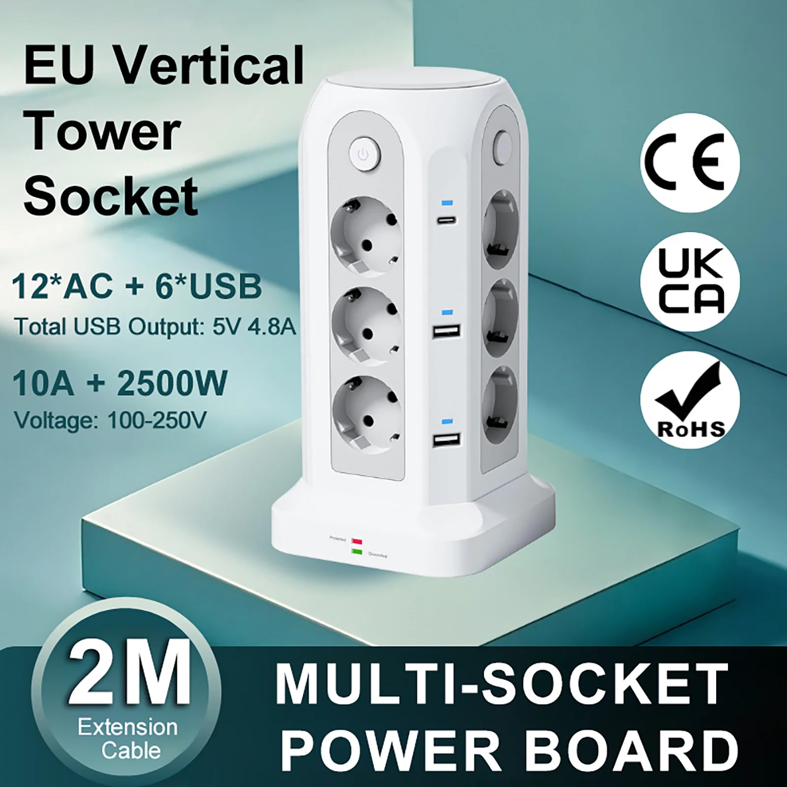 Multiple Tower Power Strip Surge Protection Electrical Socket with 12 AC 6 USB 4 Single Switches 5M 2M Extension Cable
Multiple Tower Power Strip Surge Protection Electrical Socket with 12 AC 6 USB 4 Single Switches 5M 2M Extension Cable