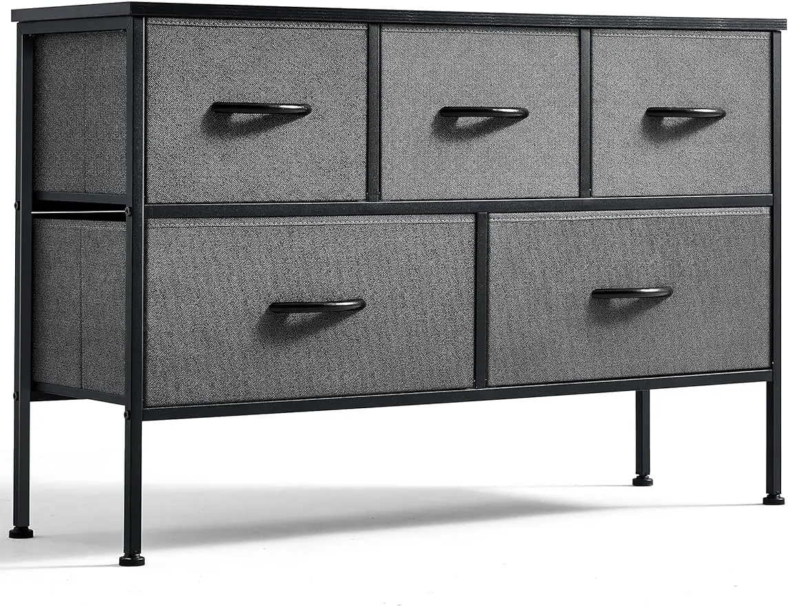 HOME Dresser for Bedroom with 5 Drawers, Fabric Long Dresser, Wide Chest of Drawers, Storage Organizer Unit for Closet,
HOME Dresser for Bedroom with 5 Drawers, Fabric Long Dresser, Wide Chest of Drawers, Storage Organizer Unit for Closet,