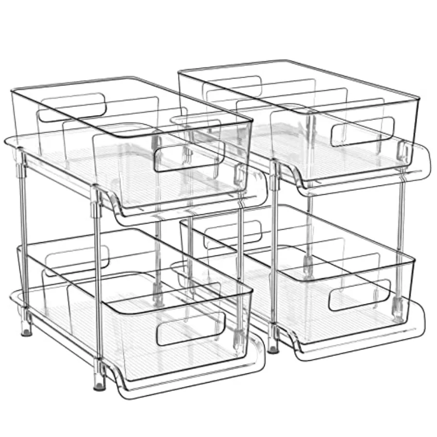 2-Tier Bathroom Organizer with Dividers, Clear Under Sink and Pull-Out Cabinet Organizer for Kitchen and Pantry Storage
2-Tier Bathroom Organizer with Dividers, Clear Under Sink and Pull-Out Cabinet Organizer for Kitchen and Pantry Storage