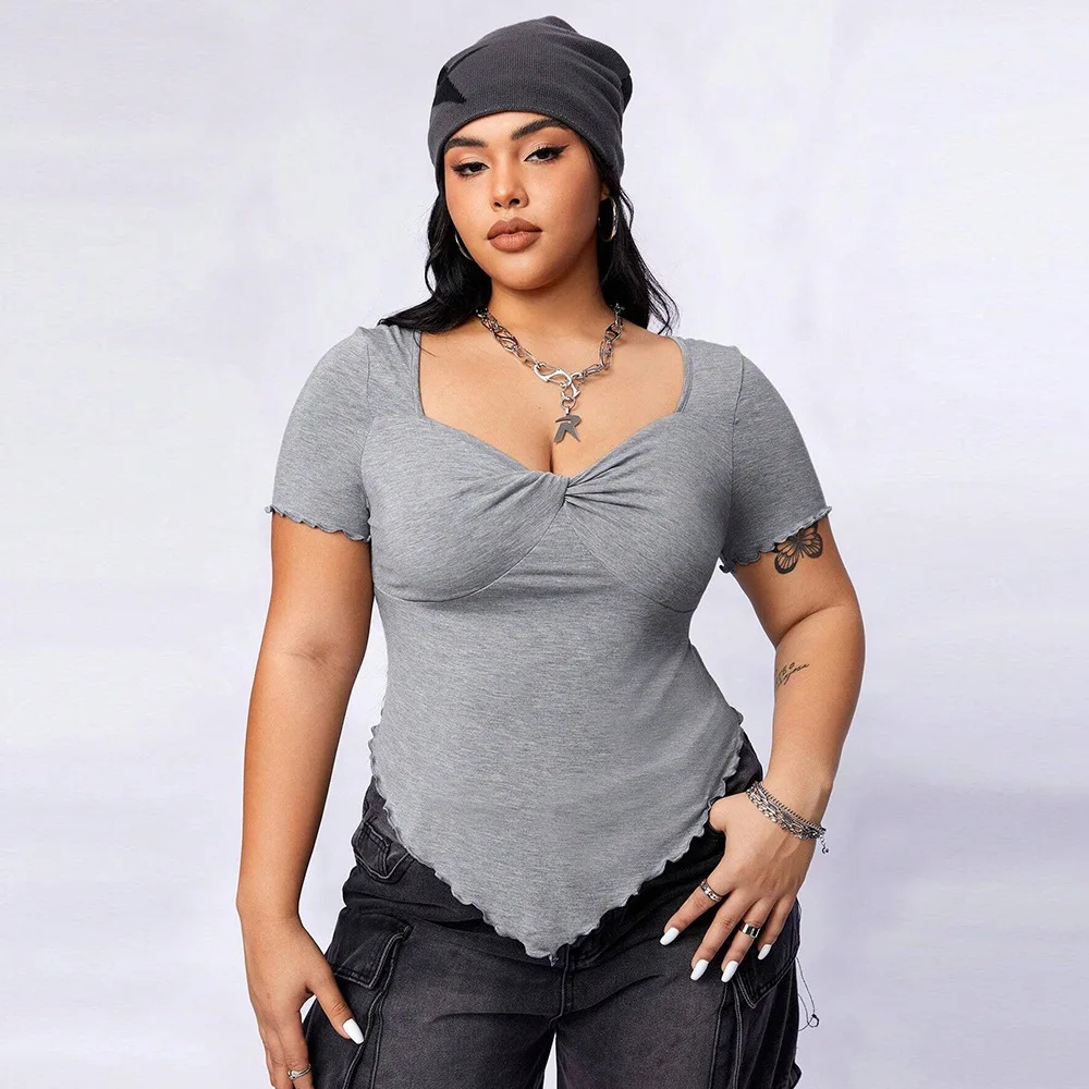 Large Size Women's 2025 Vintage Square Neck Slim Fit and Slimming Irregular Knitted Short Sleeved T-shirt Top Shirts Blouses Wom
Large Size Women's 2025 Vintage Square Neck Slim Fit and Slimming Irregular Knitted Short Sleeved T-shirt Top Shirts Blouses Wom