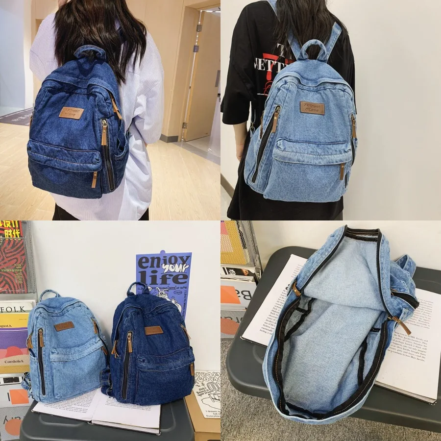 【New style】Korean retro washed denim canvas schoolbag for men and women college students simple large-capacity backpack
【New style】Korean retro washed denim canvas schoolbag for men and women college students simple large-capacity backpack
