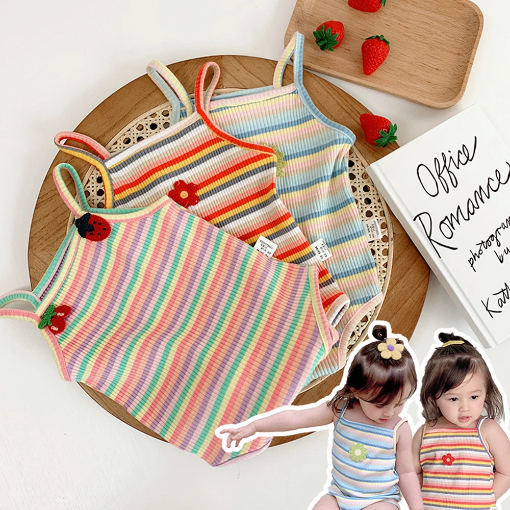 Baby Sling Jumpsuit Summer Fashion Casual Stripe Colorful Sleeveless Knitted Romper Lovely Baby Clothes Children's Clothing
Baby Sling Jumpsuit Summer Fashion Casual Stripe Colorful Sleeveless Knitted Romper Lovely Baby Clothes Children's Clothing