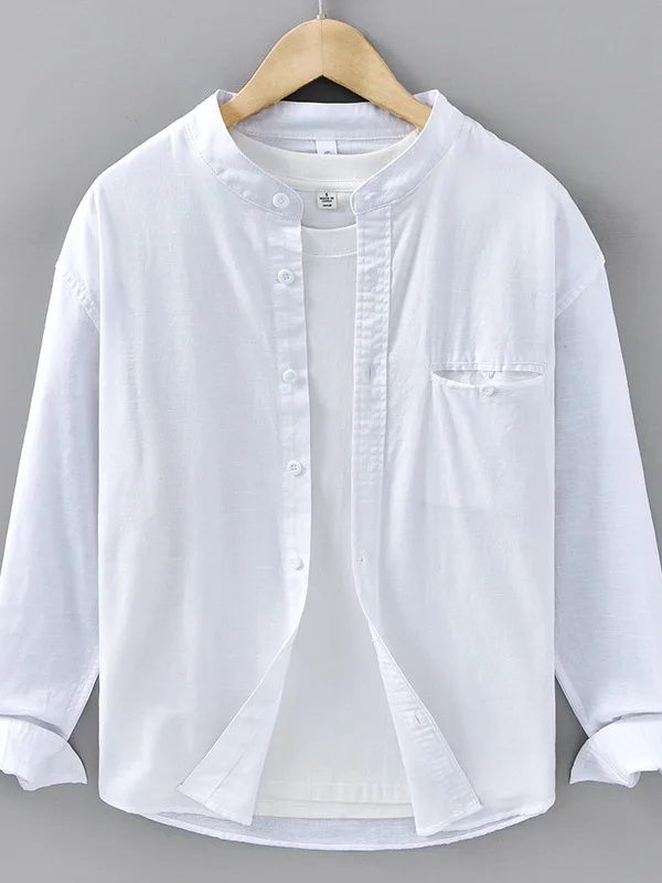 Men's Cotton Linen Long Sleeve Shirt Stand Collar Breathable Linen Material Color Simple Fashion Urban Spring Season
Men's Cotton Linen Long Sleeve Shirt Stand Collar Breathable Linen Material Color Simple Fashion Urban Spring Season