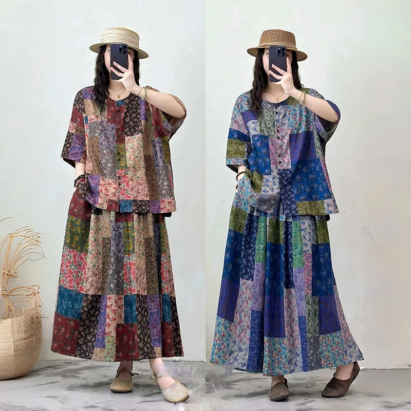 plus Size Mom Summer New Print Set Short Sleeve Top Half Skirt Two Piece Set Large Women's Clothing Commute Style Floral Print
plus Size Mom Summer New Print Set Short Sleeve Top Half Skirt Two Piece Set Large Women's Clothing Commute Style Floral Print