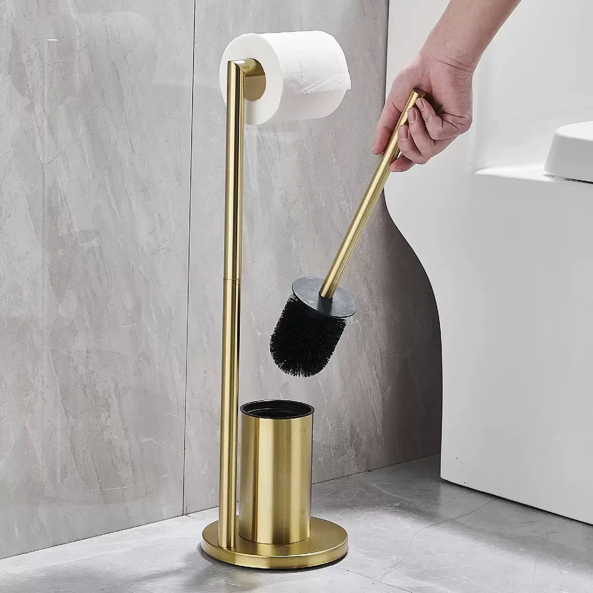 Golden Toilet Brush Holder With Toilet Paper Holder Stainless Steel Cleaning Tools Toilet Brushes Floor Standing
Golden Toilet Brush Holder With Toilet Paper Holder Stainless Steel Cleaning Tools Toilet Brushes Floor Standing