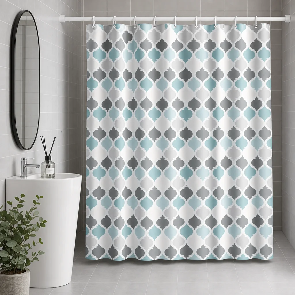 Modern Moroccan Shower Curtain Grey Light Blue Tile Bathroom Curtains Waterproof Fabric Mildew Resistant Decoration with 12Hooks
Modern Moroccan Shower Curtain Grey Light Blue Tile Bathroom Curtains Waterproof Fabric Mildew Resistant Decoration with 12Hooks