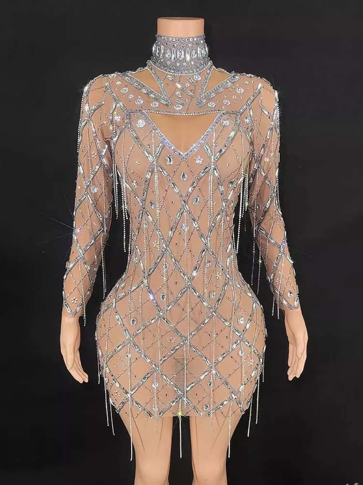 High Quality Rhinestone Chain Tassel Sexy Elastic Long Sleeved Dress 2025 New Fashion Custom Women'S Clothing
High Quality Rhinestone Chain Tassel Sexy Elastic Long Sleeved Dress 2025 New Fashion Custom Women'S Clothing