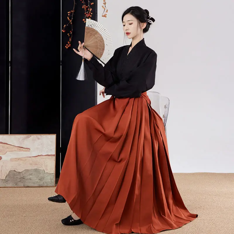 Ming Hanfu вышитые рукава для летательного аппарата из полиэстера, Новая китайская юбка с красной лошадью и ежедневный комплект для женщин
Ming Hanfu вышитые рукава для летательного аппарата из полиэстера, Новая китайская юбка с красной лошадью и ежедневный комплект для женщин