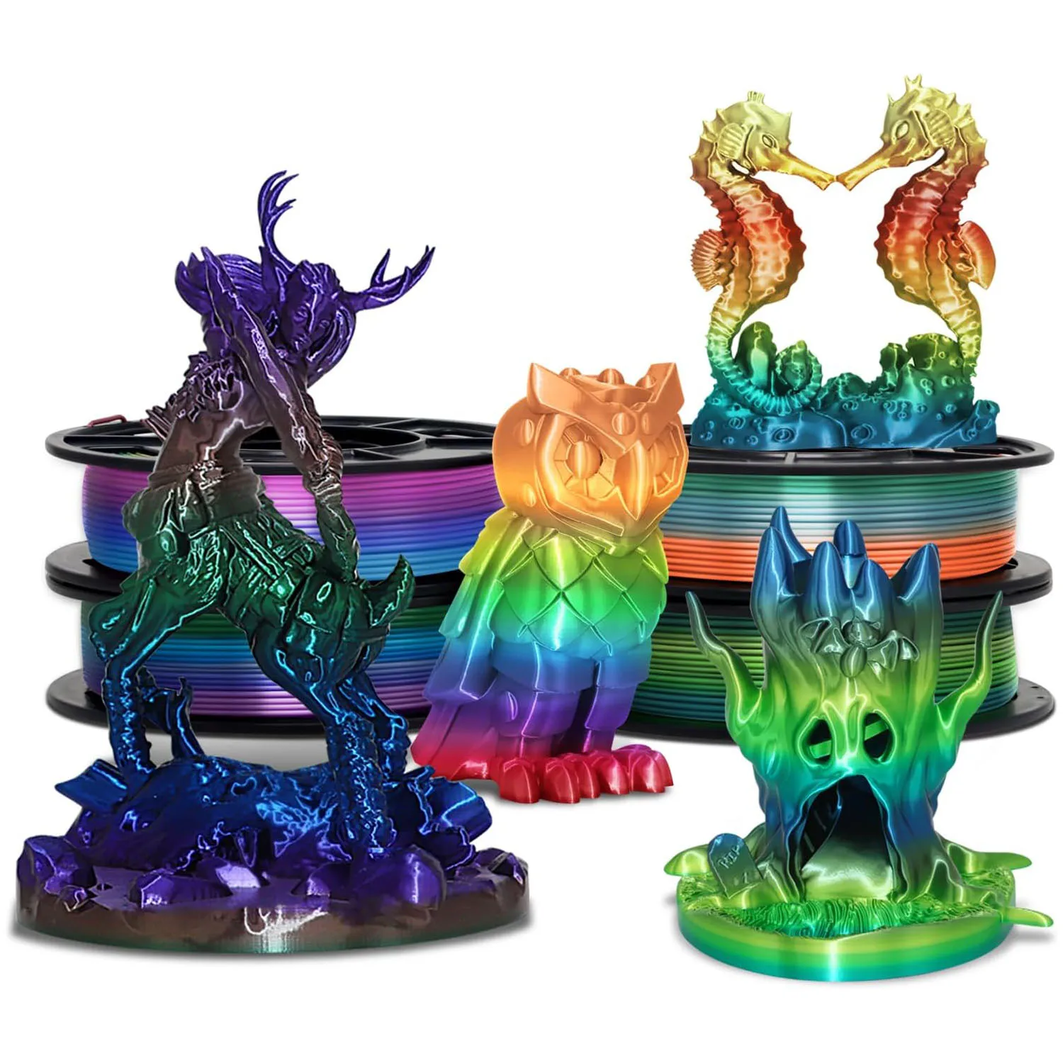Silk Shiny 4 Types Rainbow Multi Colored Fast Color Change PLA 4 in 1 3D Printer Filament,Compatible with Most FDM Printers
Silk Shiny 4 Types Rainbow Multi Colored Fast Color Change PLA 4 in 1 3D Printer Filament,Compatible with Most FDM Printers
