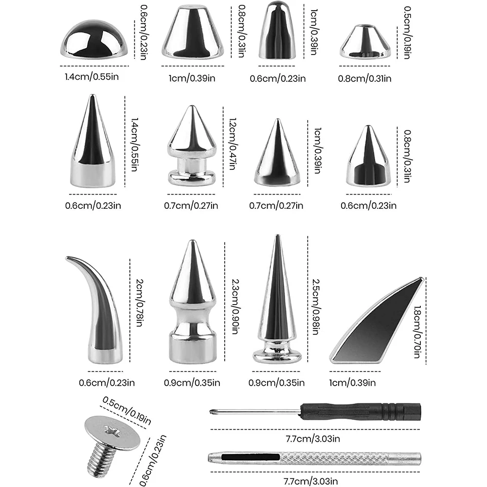 ABKO-270Set Шипы и шпильки, заклепки с шипами в стиле панк смешанной формы, металлические конусные завинчивающиеся шпильки с установочным инструментом для рукоделия из кожи 
ABKO-270Set Шипы и шпильки, заклепки с шипами в стиле панк смешанной формы, металлические конусные завинчивающиеся шпильки с установочным инструментом для рукоделия из кожи