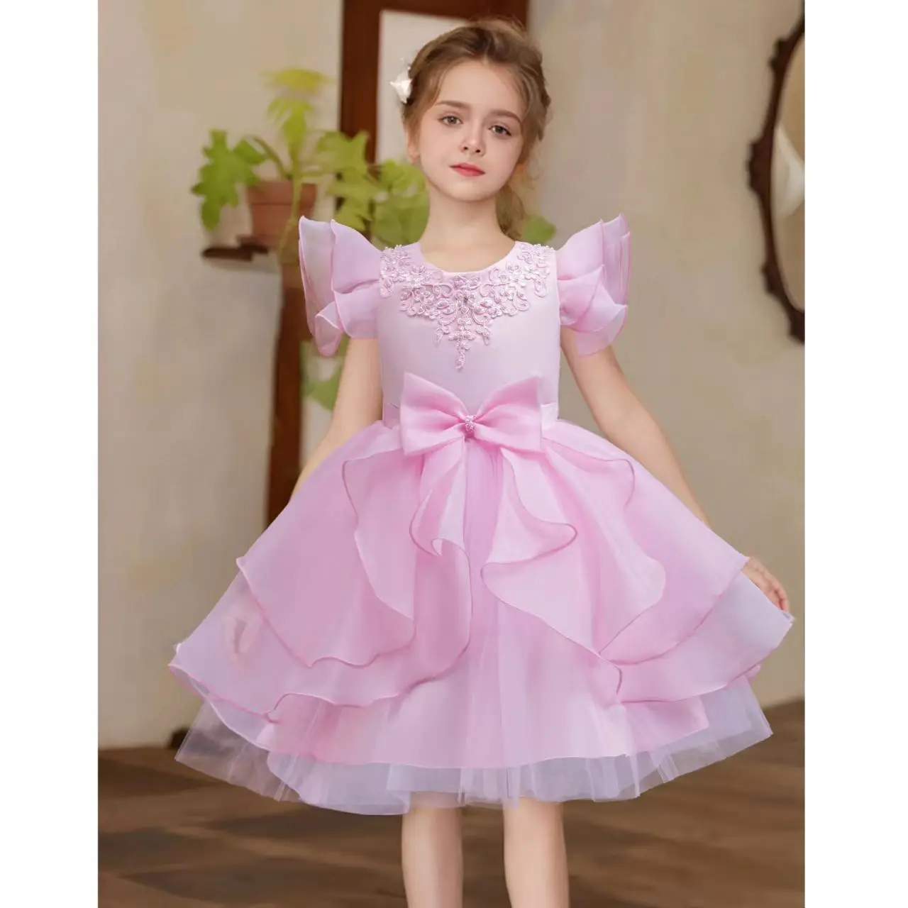 red Embroidery Christmas Princess Dress Elegant Little Flying Sleeve Bow Wedding Birthday Formal Party 2-8 year old flower gir
red Embroidery Christmas Princess Dress Elegant Little Flying Sleeve Bow Wedding Birthday Formal Party 2-8 year old flower gir