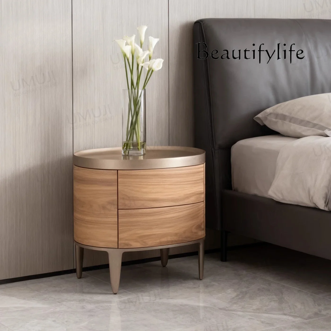 BJ Italian Minimalist Walnut Bedroom High-end Home Storage Designer Model Room Retro Bedside Cabinet
BJ Italian Minimalist Walnut Bedroom High-end Home Storage Designer Model Room Retro Bedside Cabinet