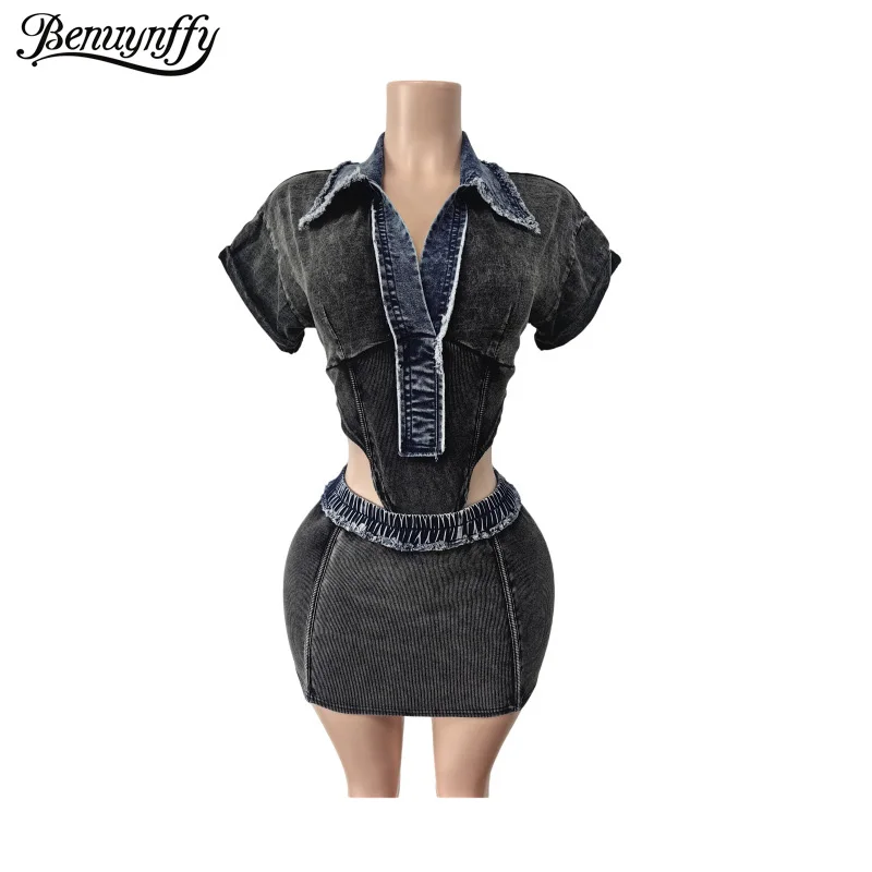 Benuynffy Woman 2 Piece Set Turn-down Collar One-piece Body Top And High Elastic Denim Mini Skirts Y2k Sexy Two Piece Outfits
Benuynffy Woman 2 Piece Set Turn-down Collar One-piece Body Top And High Elastic Denim Mini Skirts Y2k Sexy Two Piece Outfits