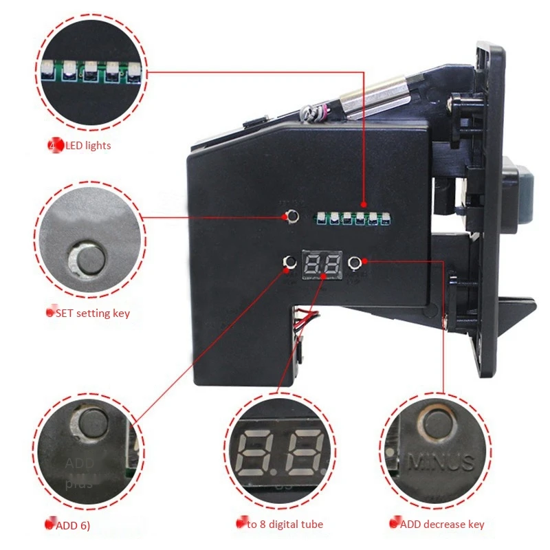 626 Multi Coin Acceptors Validator Electronic Selector Mechanism for Vending Machine Arcade Operated Games
626 Multi Coin Acceptors Validator Electronic Selector Mechanism for Vending Machine Arcade Operated Games