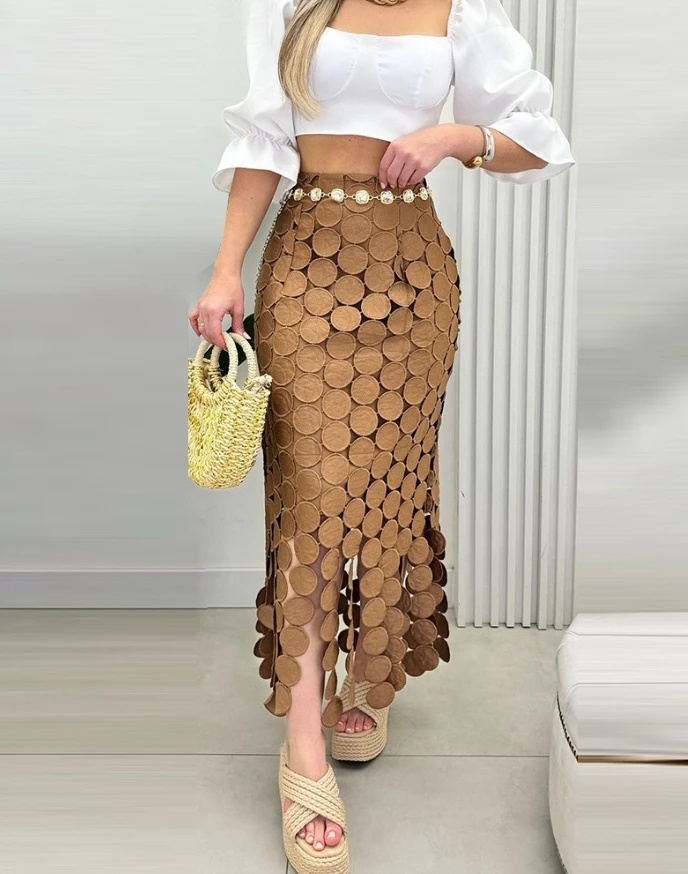 Skirts for Women 2025 Spring New Solid Color Hollow-Out Boho Tassel Slim Fit Bodycon High Waist Casual Daily Long Skirt
Skirts for Women 2025 Spring New Solid Color Hollow-Out Boho Tassel Slim Fit Bodycon High Waist Casual Daily Long Skirt