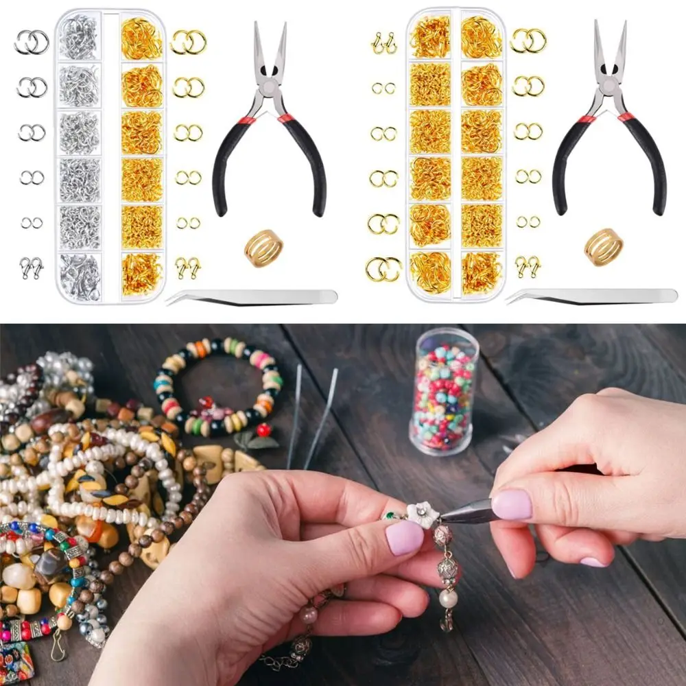 1200pcs 4-10mm Gold Silver Open Jump Ring with Pliers DIY Lobster Clasp Jewelry Accessory Set Handmade Jewelry Making Kit
1200pcs 4-10mm Gold Silver Open Jump Ring with Pliers DIY Lobster Clasp Jewelry Accessory Set Handmade Jewelry Making Kit