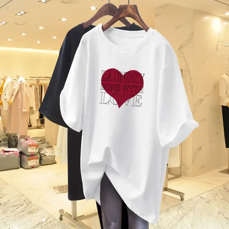 Women Clothing Basics Love Letter Printed T-shirt Summer Short Sleeve O-enck Y2k Vintage 100 Cotton Top Comfortable Pullover
Women Clothing Basics Love Letter Printed T-shirt Summer Short Sleeve O-enck Y2k Vintage 100 Cotton Top Comfortable Pullover