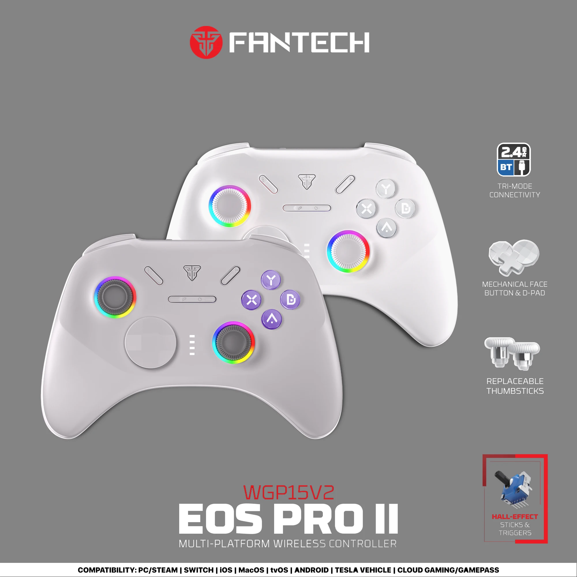 FANTECH EOS PRO II Wireless Gamepad Hall Effect Joysticks Triggers RGB Light Gaming Controller With New Upgrade 1000hz
FANTECH EOS PRO II Wireless Gamepad Hall Effect Joysticks Triggers RGB Light Gaming Controller With New Upgrade 1000hz
