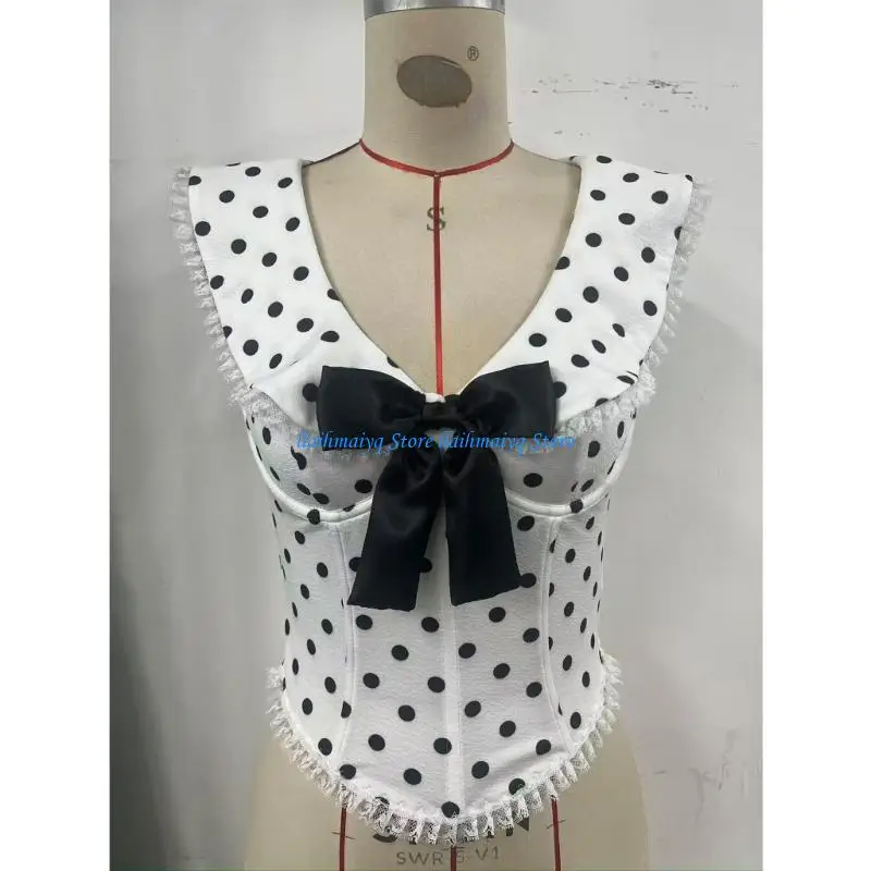 573B Women's Vintage Bustier Top with Bow Lace Trim Women's Fishbone Waist Cincher Sleeveless Corset
573B Women's Vintage Bustier Top with Bow Lace Trim Women's Fishbone Waist Cincher Sleeveless Corset