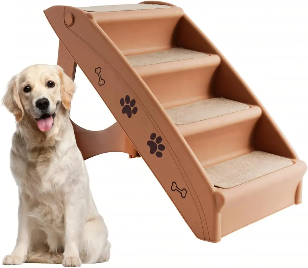Folding Dog Stair For High Beds, 4 Steps Plastic Dog & Cat Steps With Non-Slip Felt Pad, Safe Side Rail, Indoor Outdoor Pet
Folding Dog Stair For High Beds, 4 Steps Plastic Dog & Cat Steps With Non-Slip Felt Pad, Safe Side Rail, Indoor Outdoor Pet