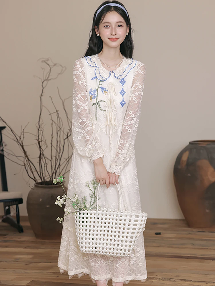 2025 белое кружевное длинное платье с цветочной вышивкой и рюшами на воротнике, женское элегантное роскошное вечернее платье, осенние корейские облегающие платья
2025 белое кружевное длинное платье с цветочной вышивкой и рюшами на воротнике, женское элегантное роскошное вечернее платье, осенние корейские облегающие платья