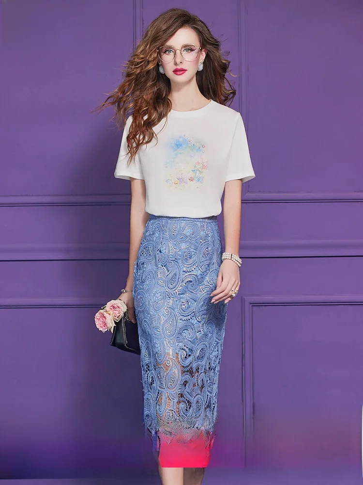 Blue Slim Fit Midi Skirt Hollow out Hook Design for Women Summer Fashionable High Waist Straight Cut Elegant Lady's Skirt
Blue Slim Fit Midi Skirt Hollow out Hook Design for Women Summer Fashionable High Waist Straight Cut Elegant Lady's Skirt