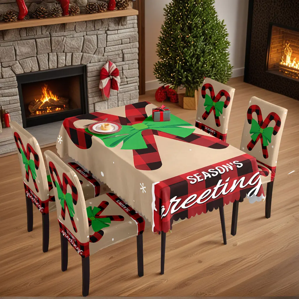 5/7pcs Red Black Plaid Candy Cane Christmas Tablecloth & Chair Cover Set for Holiday Party
5/7pcs Red Black Plaid Candy Cane Christmas Tablecloth & Chair Cover Set for Holiday Party