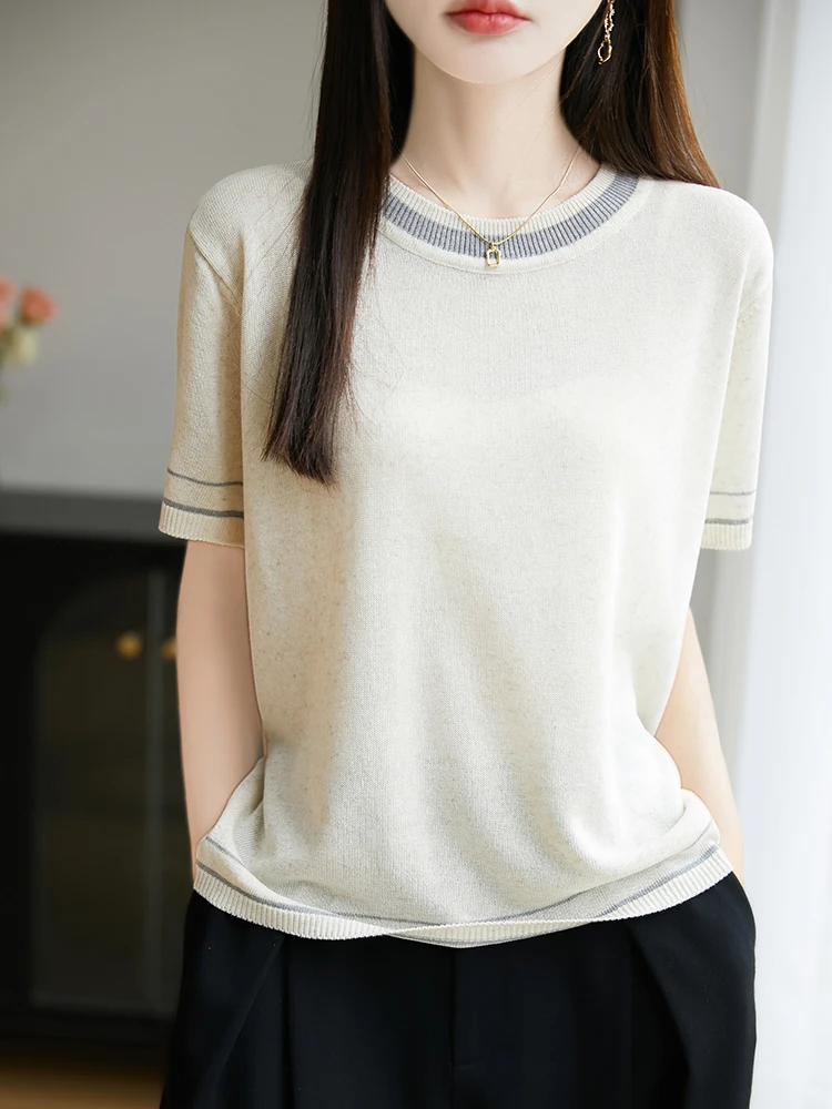 2025 New Summer Short Sleeve Lyocell O-Neck T-Shirt Cool T-Shirt Women's High Grade T-Shirt Fashion Comfortable Leisure T-Shirt
2025 New Summer Short Sleeve Lyocell O-Neck T-Shirt Cool T-Shirt Women's High Grade T-Shirt Fashion Comfortable Leisure T-Shirt