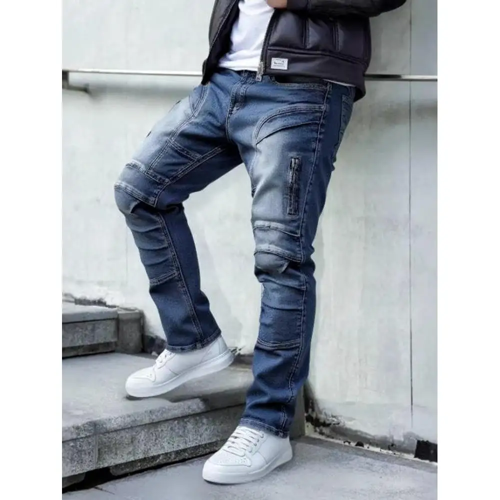 European and American men's jeans, patched zipper trendy high-street stretch slim straight-leg pants, biker jeans
European and American men's jeans, patched zipper trendy high-street stretch slim straight-leg pants, biker jeans
