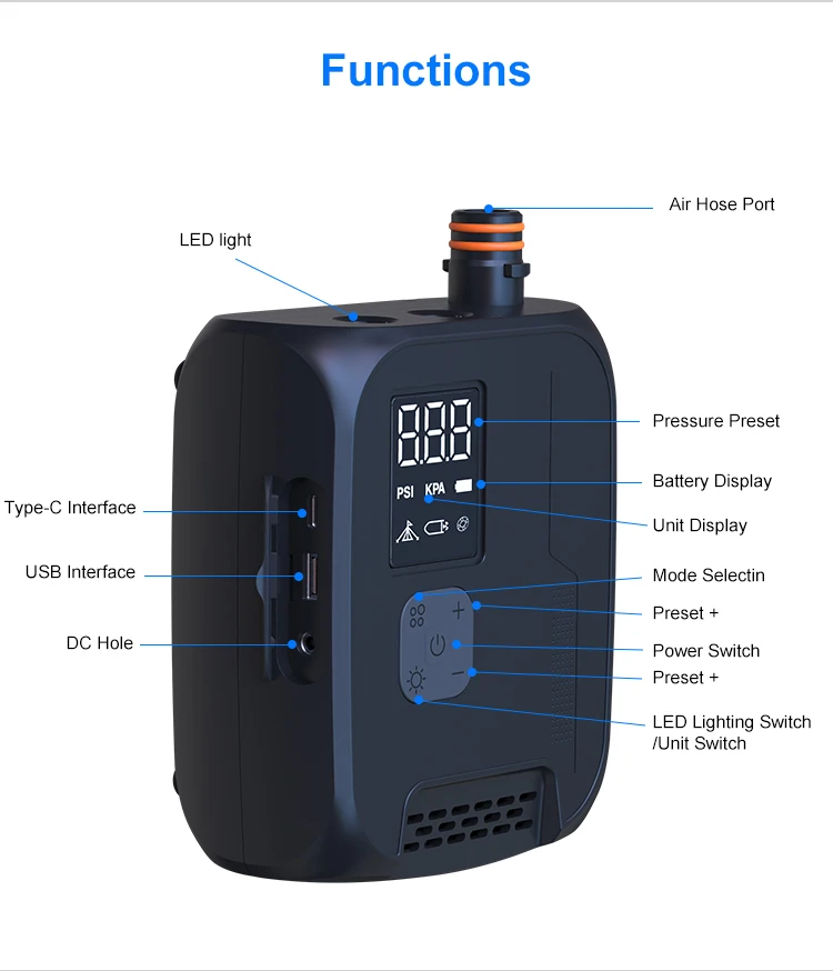 2500mAh Electric Air Pump 20PSI High Pressure - Fast Inflation Deflation For SUP, Air Mattress, Pool Floats, Camping & Car 12V
2500mAh Electric Air Pump 20PSI High Pressure - Fast Inflation Deflation For SUP, Air Mattress, Pool Floats, Camping & Car 12V