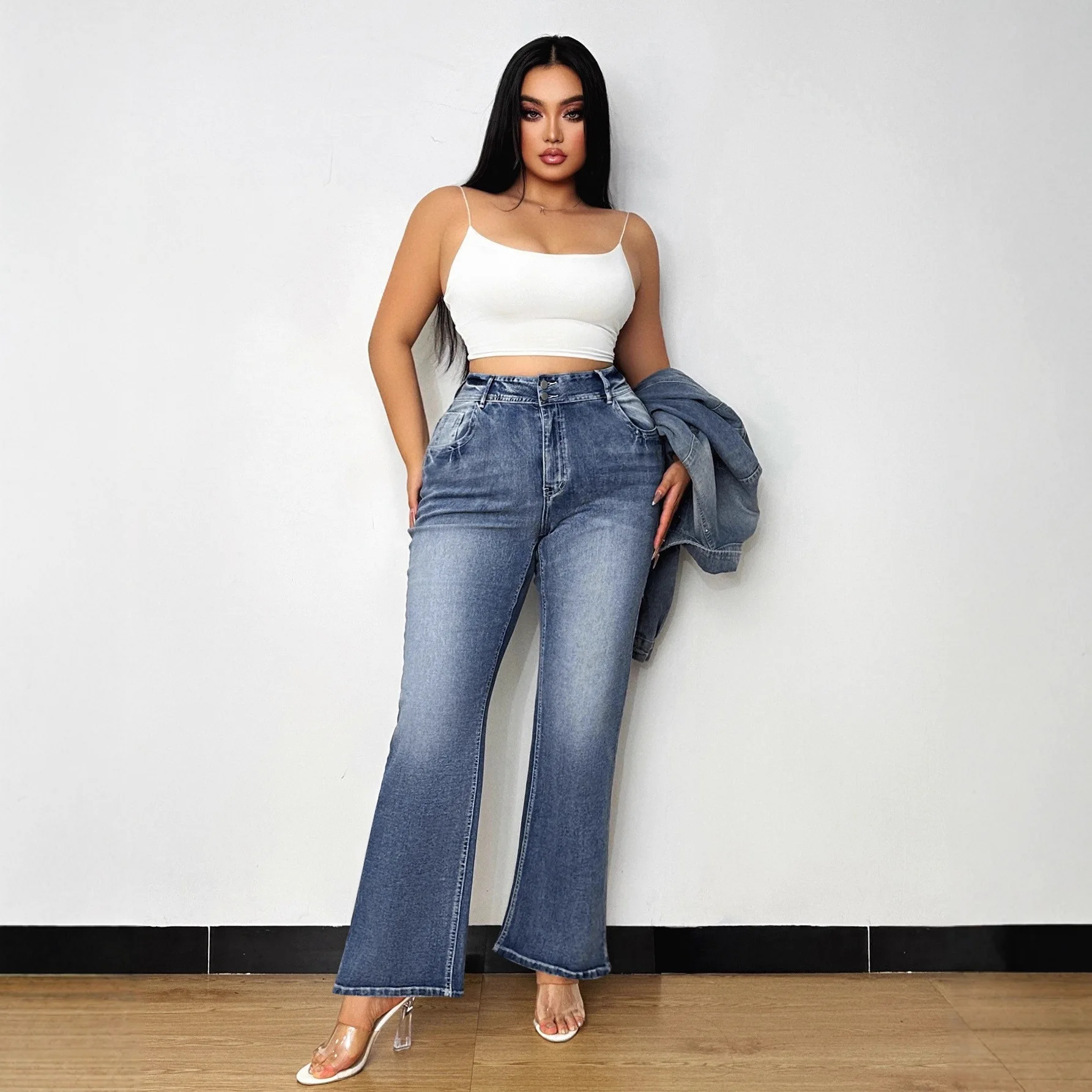 Джинсы с высокой талией и слегка затянутые женские новые потертые свободные и тонкие расклешенные брюки для мытья полов
Джинсы с высокой талией и слегка затянутые женские новые потертые свободные и тонкие расклешенные брюки для мытья полов