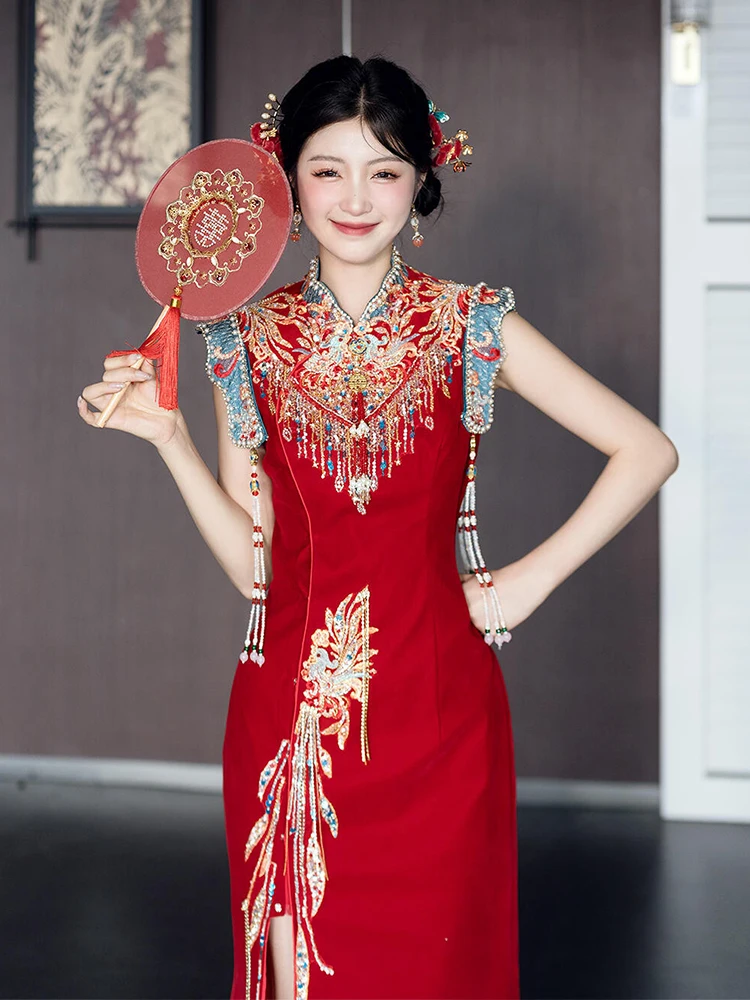 New 2025 Heavy Work Wedding Dr for Brides Traditional Chinese Sle Faionable Straight Collar Polyester Fiber
New 2025 Heavy Work Wedding Dr for Brides Traditional Chinese Sle Faionable Straight Collar Polyester Fiber