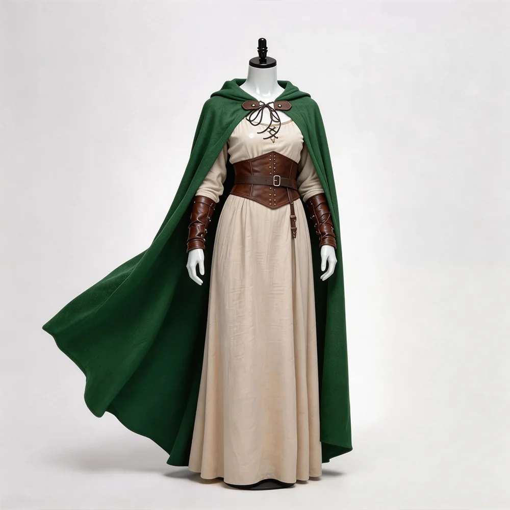 Adult Halloween Renaissance Medieval Hobbit Hooded Linen Cloak Costume
Adult Halloween Renaissance Medieval Hobbit Hooded Linen Cloak Costume