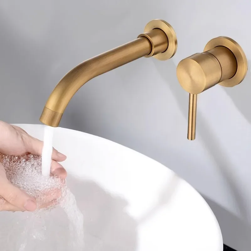 Brushed Gold Bathroom Faucet In-Wall Black Basin Faucet Hot and Cold Antique Bathroom Sink Tap Basin Mixer Tap Set
Brushed Gold Bathroom Faucet In-Wall Black Basin Faucet Hot and Cold Antique Bathroom Sink Tap Basin Mixer Tap Set