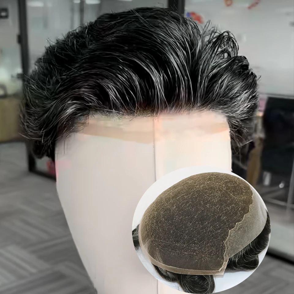 Мужской парик из натуральных волос с невидимой линией роста волос, мягкий, дышащий, на швейцарской кружевной и полиуретановой основе Q6, цвет 1b20, серый, с осветленными узлами
Мужской парик из натуральных волос с невидимой линией роста волос, мягкий, дышащий, на швейцарской кружевной и полиуретановой основе Q6, цвет 1b20, серый, с осветленными узлами