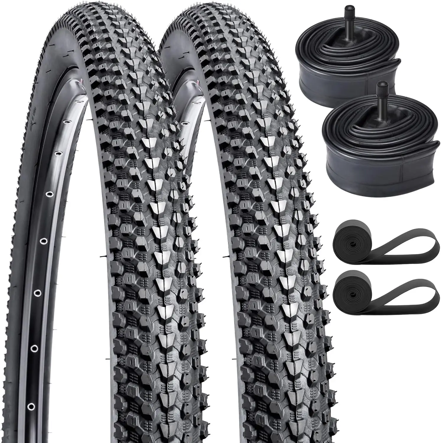 2-Pcs 29" Mountain Bike Tires 29 x 2.10/54-622 and 29" Heacy Duty Bike Tubes Schrader Valve with 2 Rim Strips Compatible with 29
2-Pcs 29" Mountain Bike Tires 29 x 2.10/54-622 and 29" Heacy Duty Bike Tubes Schrader Valve with 2 Rim Strips Compatible with 29