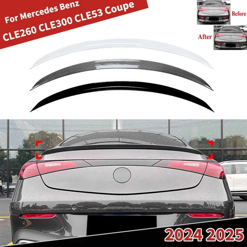 For Mercedes Benz CLE260 CLE300 CLE53 Coupe 2024+ AMG Rear Trunk Spoiler Wing Tail Fin Guard Board Tuning Kits Car Accessories
For Mercedes Benz CLE260 CLE300 CLE53 Coupe 2024+ AMG Rear Trunk Spoiler Wing Tail Fin Guard Board Tuning Kits Car Accessories